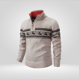 Pull Nordique Zippé à Motif Jacquard