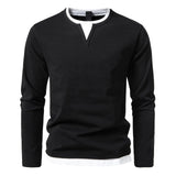 Pull Col V Superposé à Manches Longues