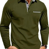 Polo Homme à Manches Longues avec Col Contrasté