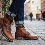 Bottes Homme en Cuir à Lacets