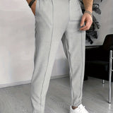 Pantalon Texturé à Taille Élastique et Cordon