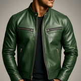 Veste En Cuir Marrone Homme