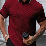 Polo Homme Texturé à Col Contrasté