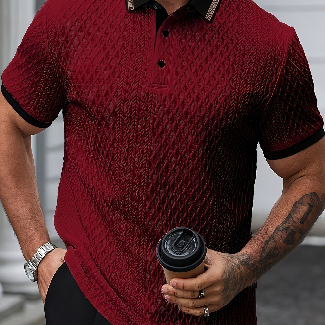 Polo Texturé à Motif Torsadé