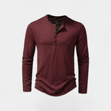 T-Shirt Homme Col Tunisien à Manches Longues