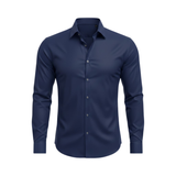 Chemise cintrée à manches longues avec col classique et tissu extensible