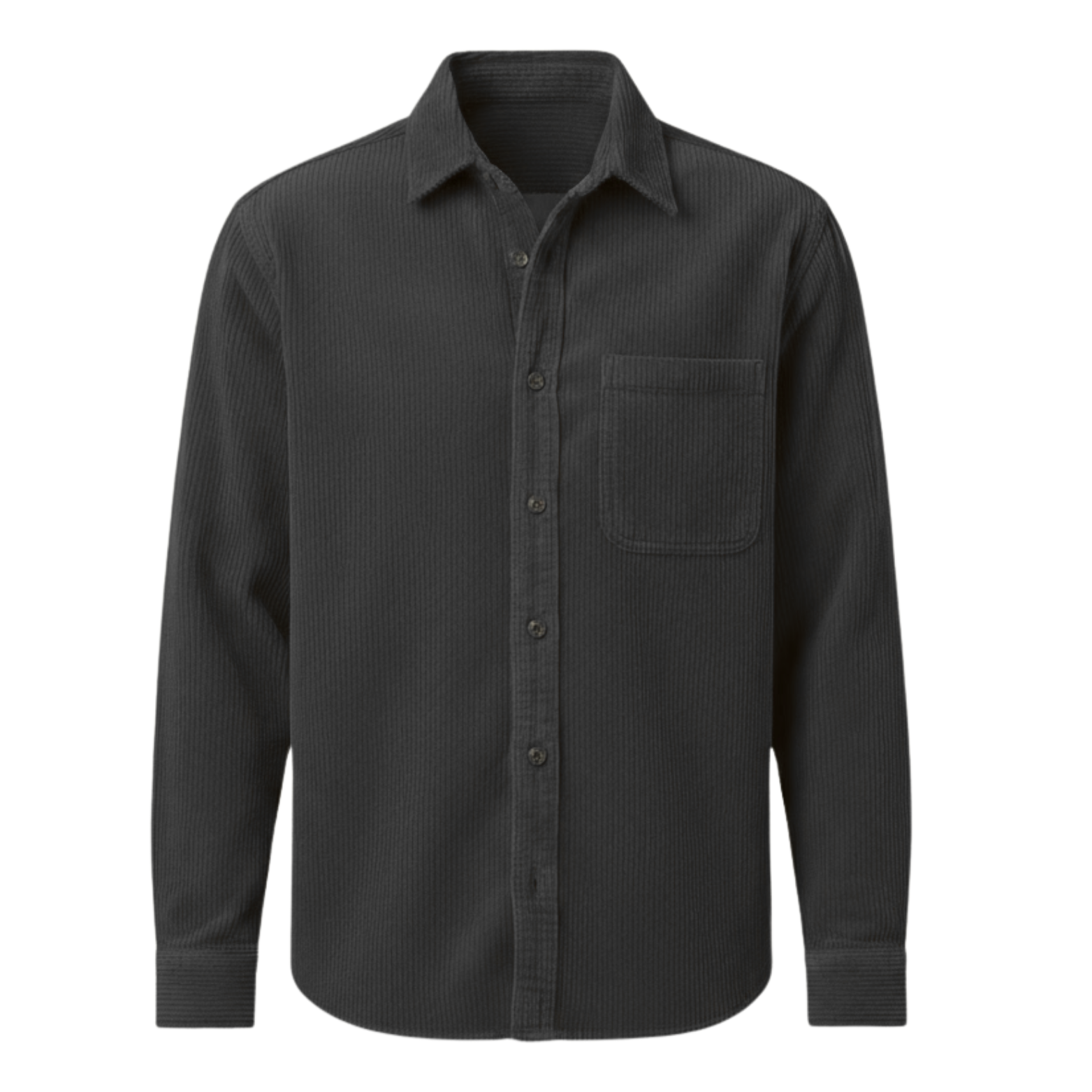 Chemise en velours côtelé pour homme avec col rabattu et poche poitrine