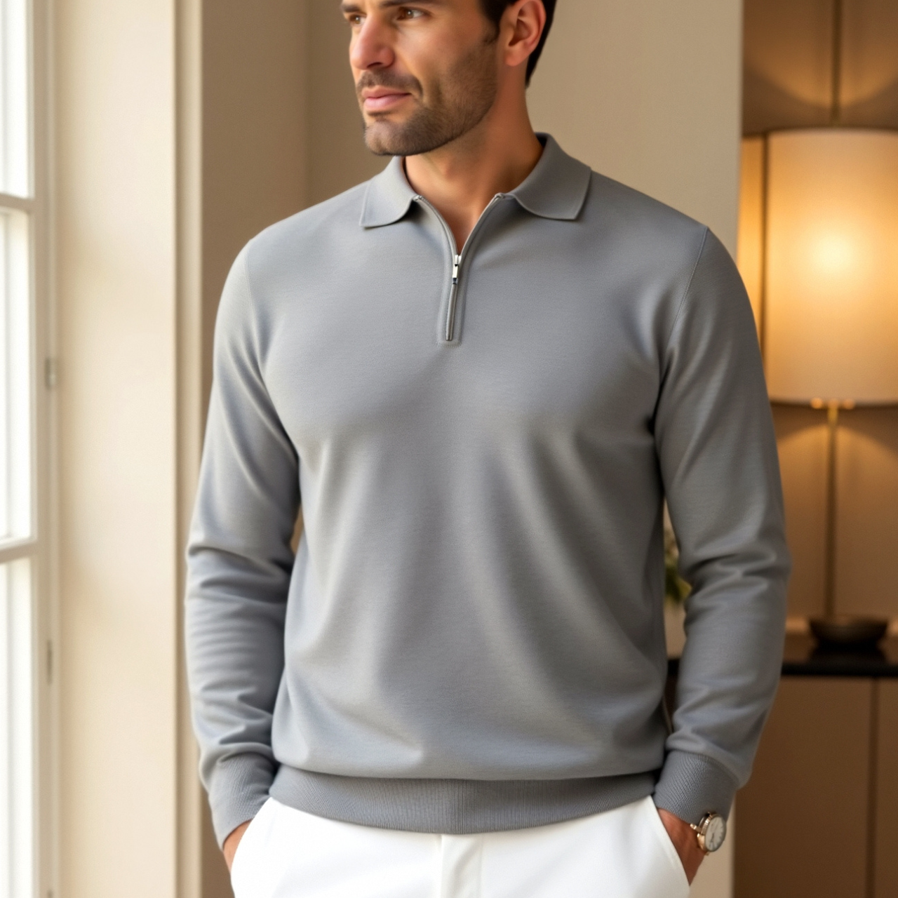 Polo Tricoté à Demi-Zip