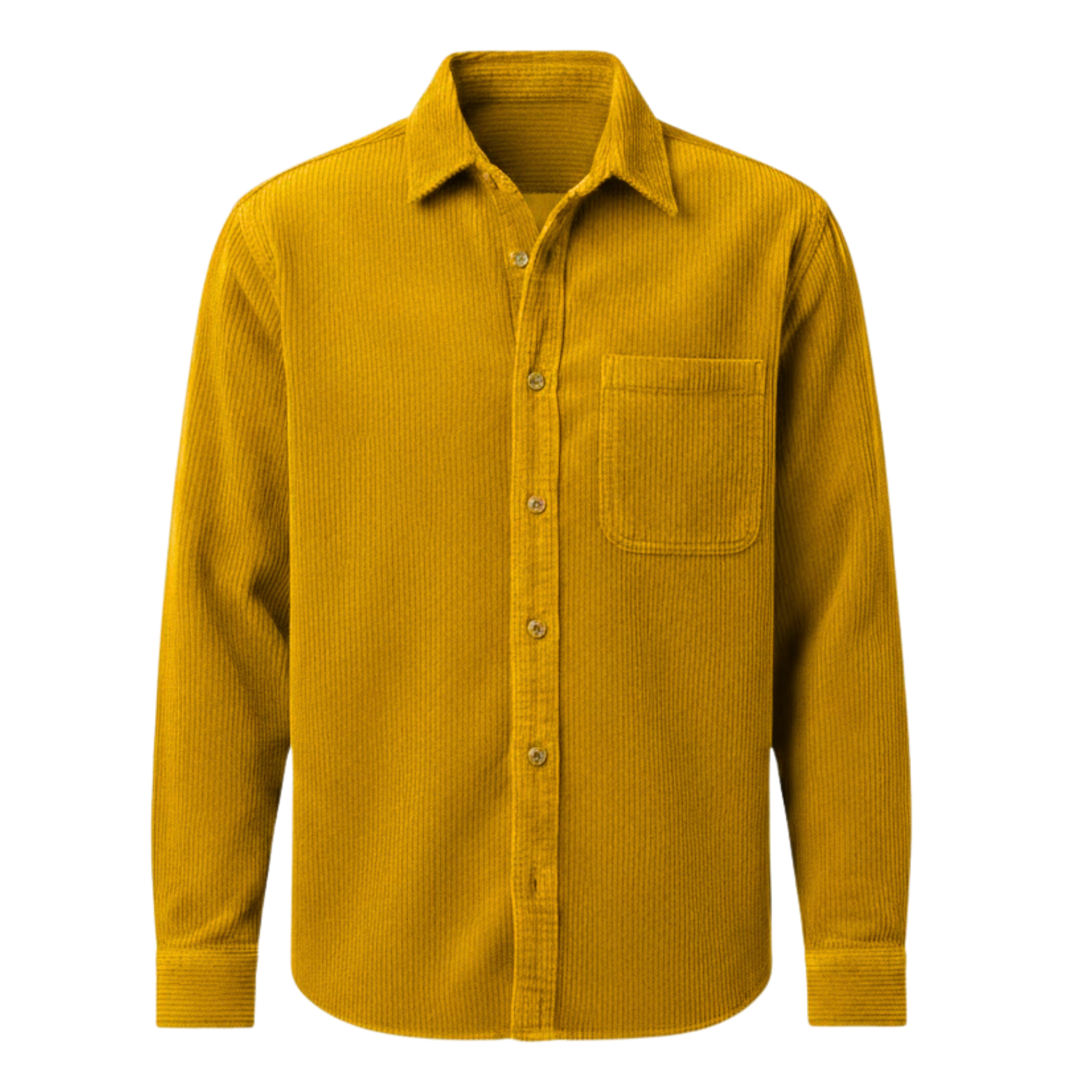 Chemise en velours côtelé pour homme avec col rabattu et poche poitrine