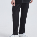Pantalon Plissé Texturé Coupe Droite