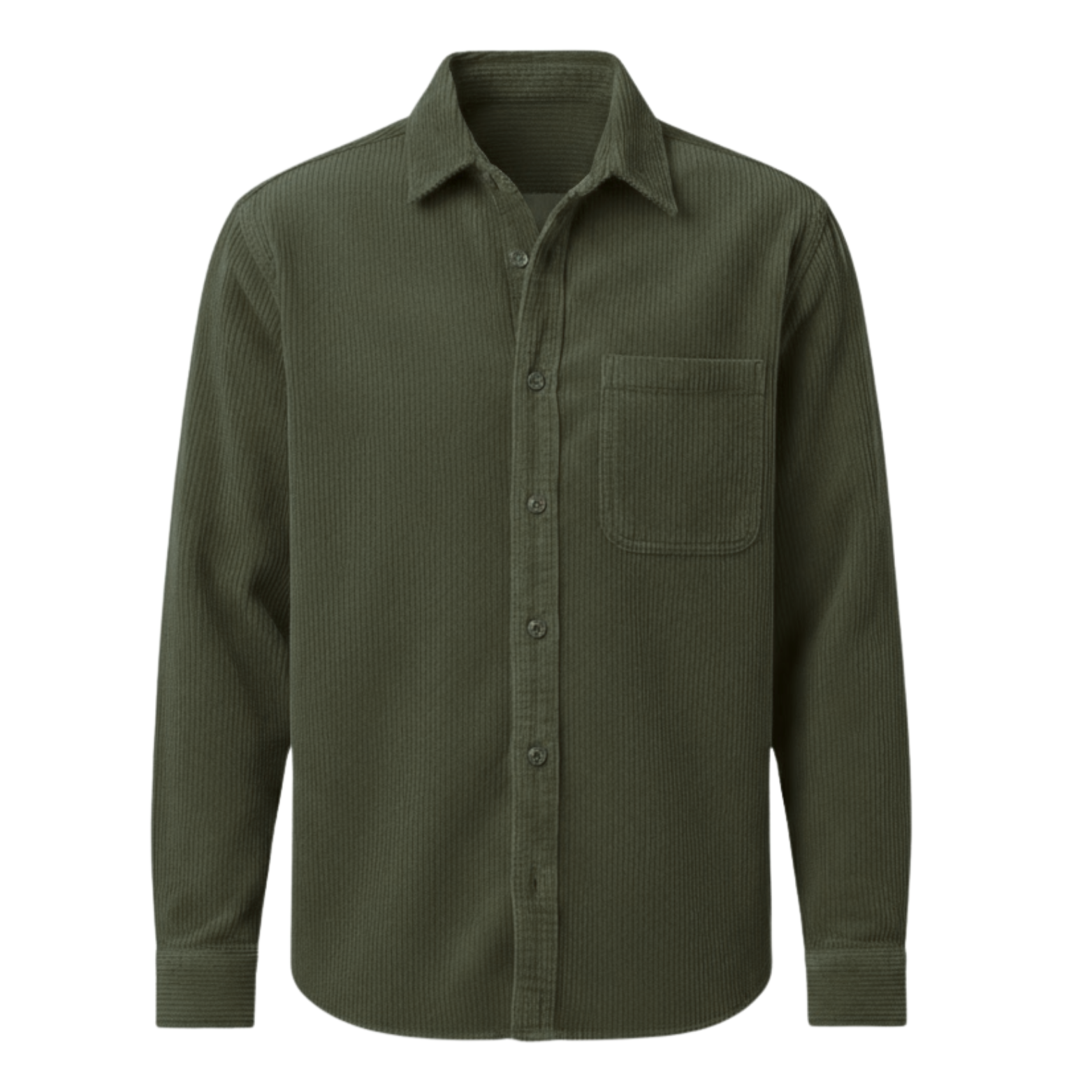Chemise en velours côtelé pour homme avec col rabattu et poche poitrine