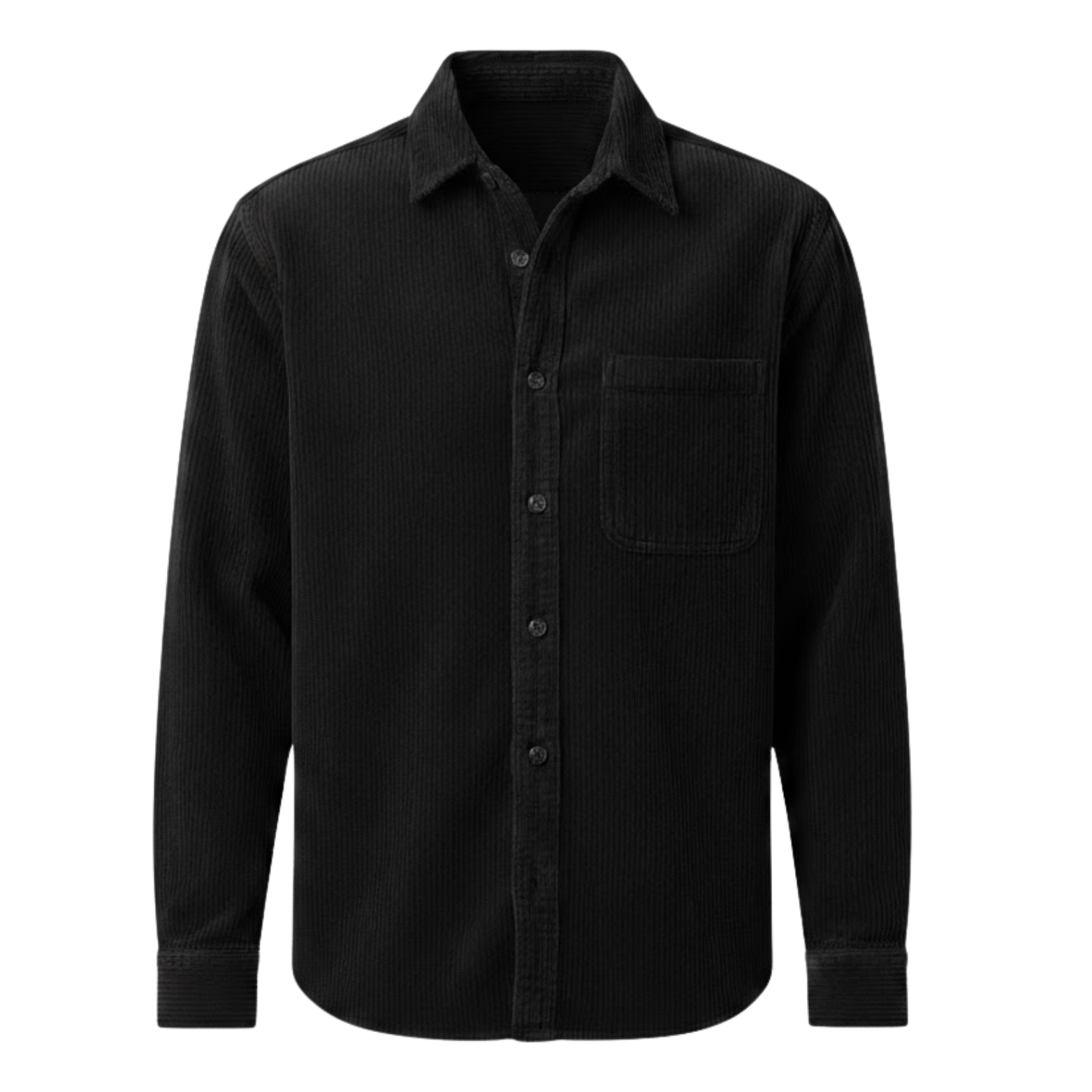 Chemise en velours côtelé pour homme avec col rabattu et poche poitrine
