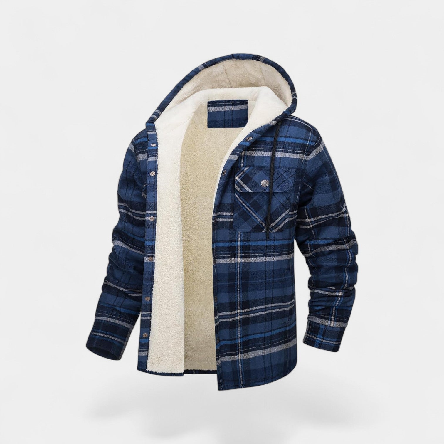 Manteau bûcheron homme doublé polaire – plaid à capuche classique moderne