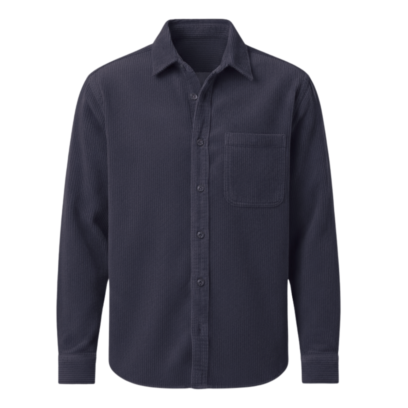 Chemise en velours côtelé pour homme avec col rabattu et poche poitrine