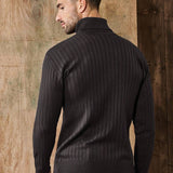 Pull Col Roulé Côtelé à Maille Texturée