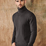 Pull Col Roulé Côtelé à Maille Texturée