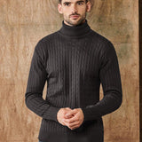 Pull Col Roulé Côtelé à Maille Texturée