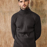 Pull Col Roulé Côtelé à Maille Texturée