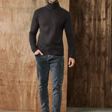 Pull Col Roulé Côtelé à Maille Texturée