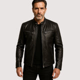 Veste Homme en Similicuir à Col Montant