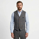 Gilet en tweed à col à revers pour homme