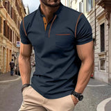 Polo Homme à Col Zippé Contrasté