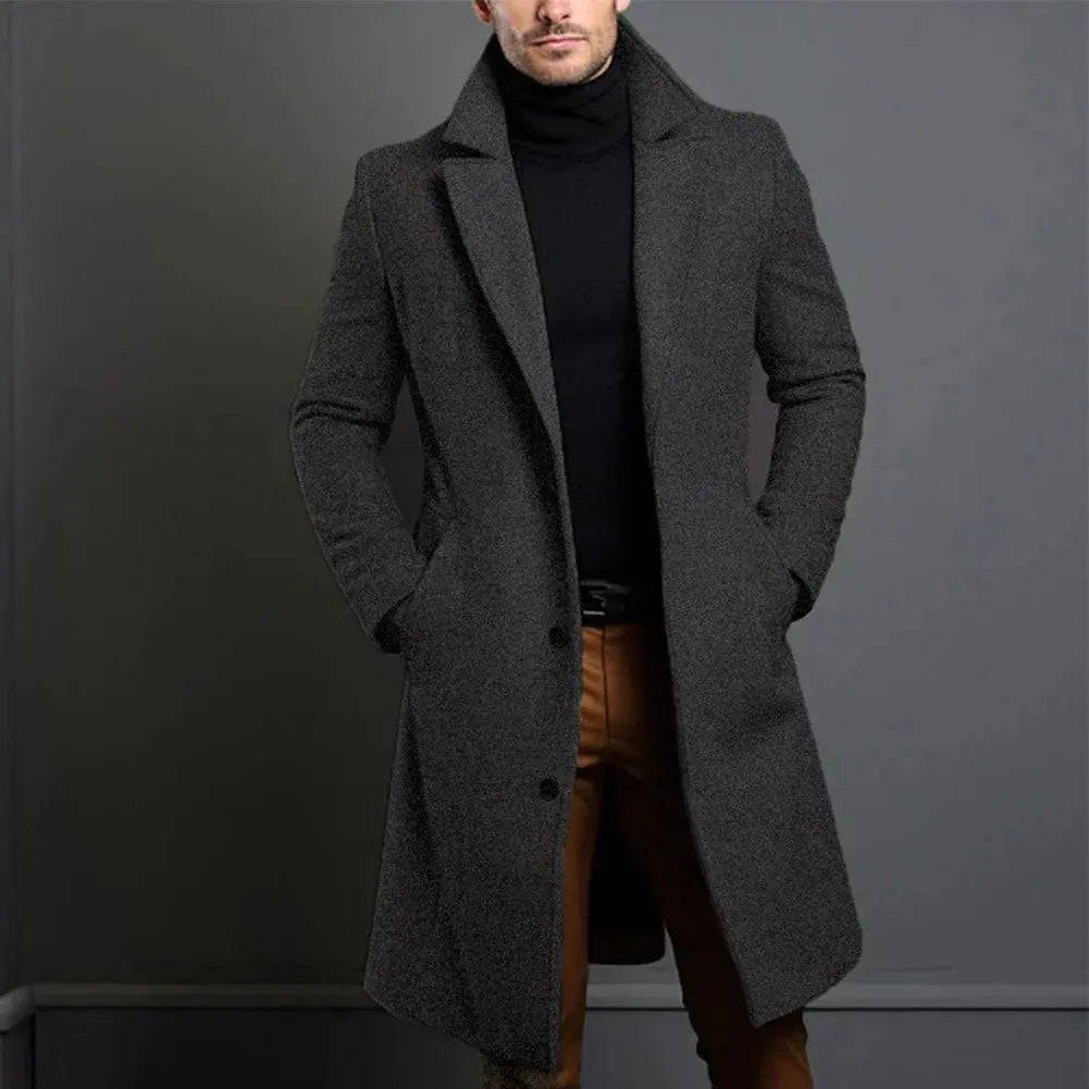 Manteau long droit d'hiver pour homme