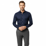 Chemise habillée cintrée à manches longues pour homme avec col et poignets contrastés