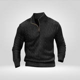Pull Col Montant Zippé à Maille Côtelée