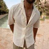 Chemise Ajourée à Col Revers