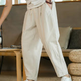 Pantalon Ample Plissé à Taille Élastique
