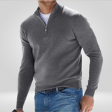 Pull Col Montant Zippé en Maille Fine
