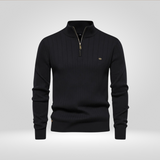 Pull Col Montant Zippé en Maille Fine