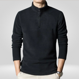 Pull Col Montant Zippé en Maille Unie