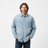 Chemise en jean pour homme coupe ample vintage en coton à manches longues