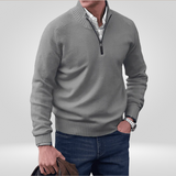 Pull Col Montant Zippé en Maille Fine