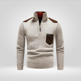 Pull Col Montant Zippé à Détails Contrastés