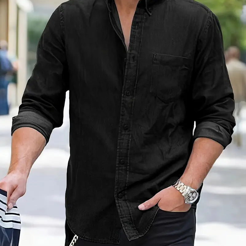 Chemise en Denim à Poche Poitrine