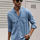 Chemise en Denim à Poche Poitrine