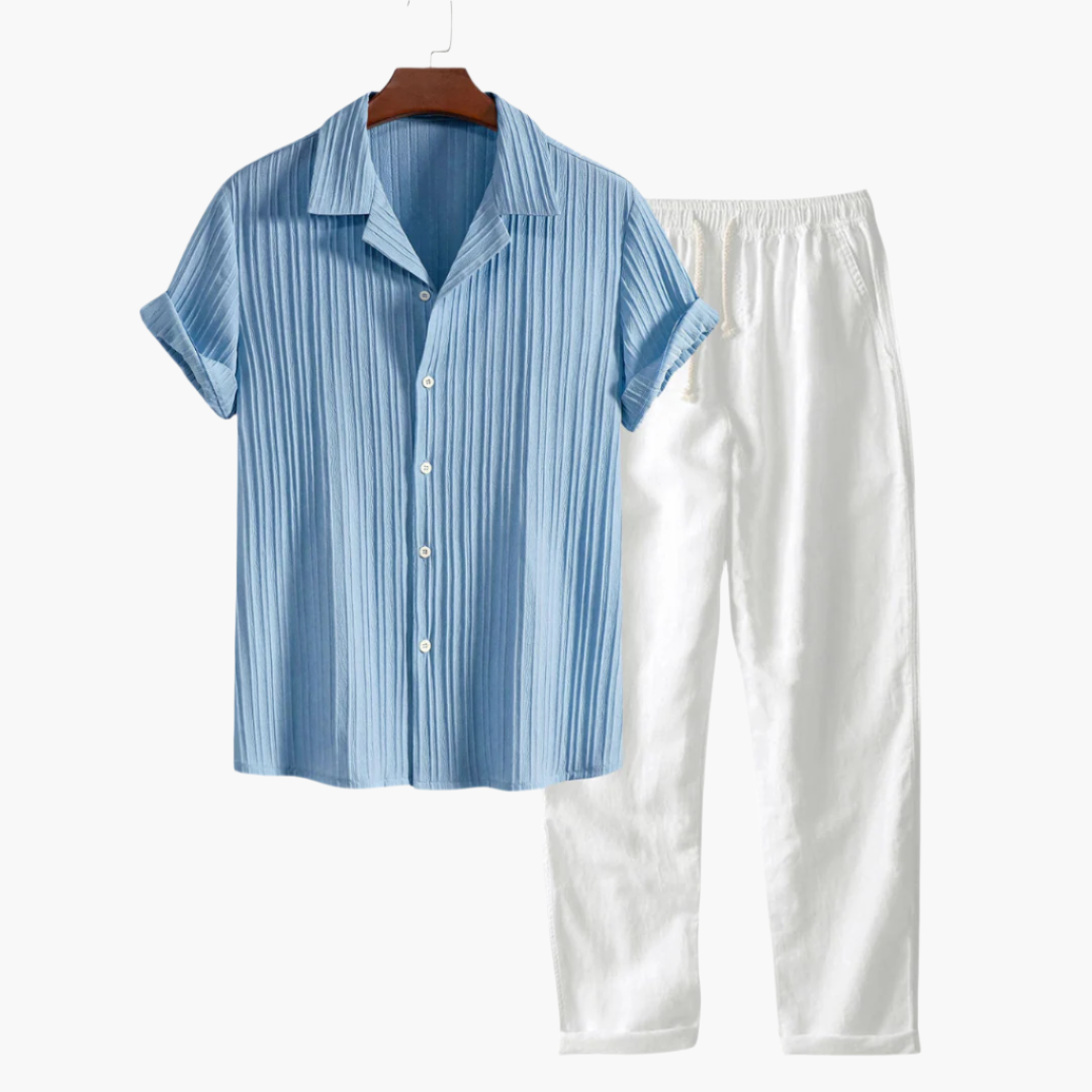 Ensemble Chemise Rayée et Pantalon Assorti