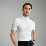 T-shirt Homme Côtelé à Col Montant