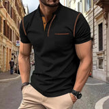 Polo Homme à Col Zippé Contrasté