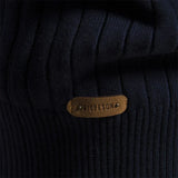 Pull Col Montant Zippé en Maille Fine