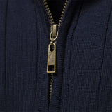 Pull Col Montant Zippé en Maille Fine
