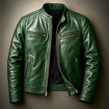 Veste En Cuir Marrone Homme