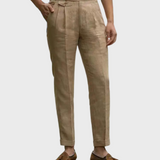 Pantalon Habillé en Lin Mélangé Coupe Fuselée