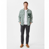 Chemise à rayures pour homme avec poches asymétriques et manches longues