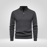 Pull Col Montant Zippé en Maille Fine