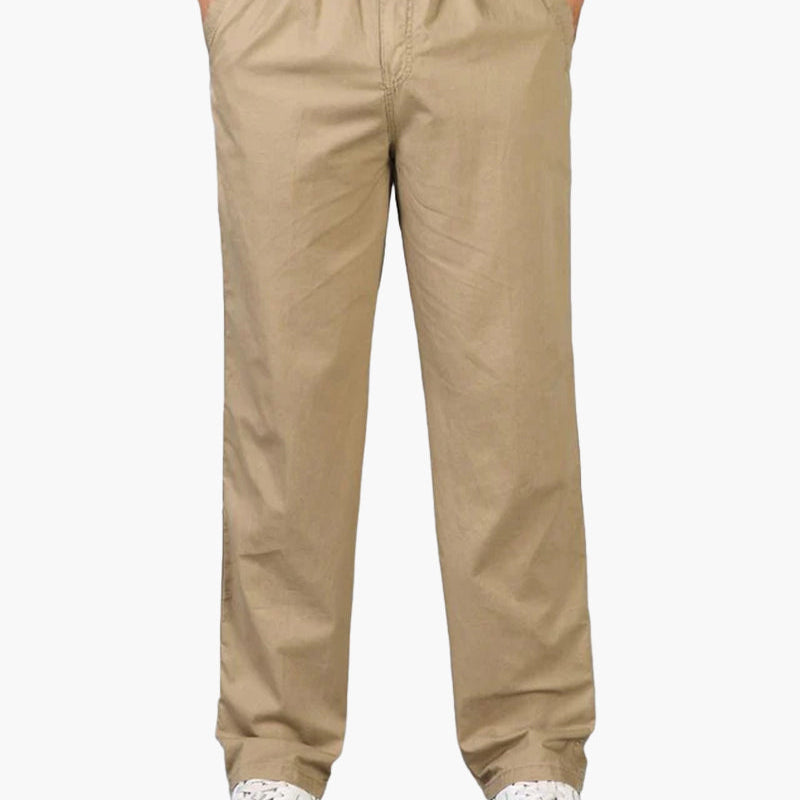 Pantalon Décontracté à Taille Élastique Coupe Droite