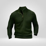 Pull Col Montant Zippé à Maille Côtelée